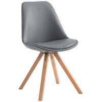 STUHL Lederlook grau - Eukalyptusholzfarben/Grau, Holz/Textil (47.5/83.5/55.5cm) - CLP