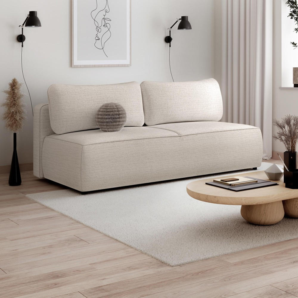 SCHLAFSOFA Darling 2-Sitzer, mit Bettkasten, Cappuccino - Cappuccino, Textil (210/92/100cm) - Beautysofa