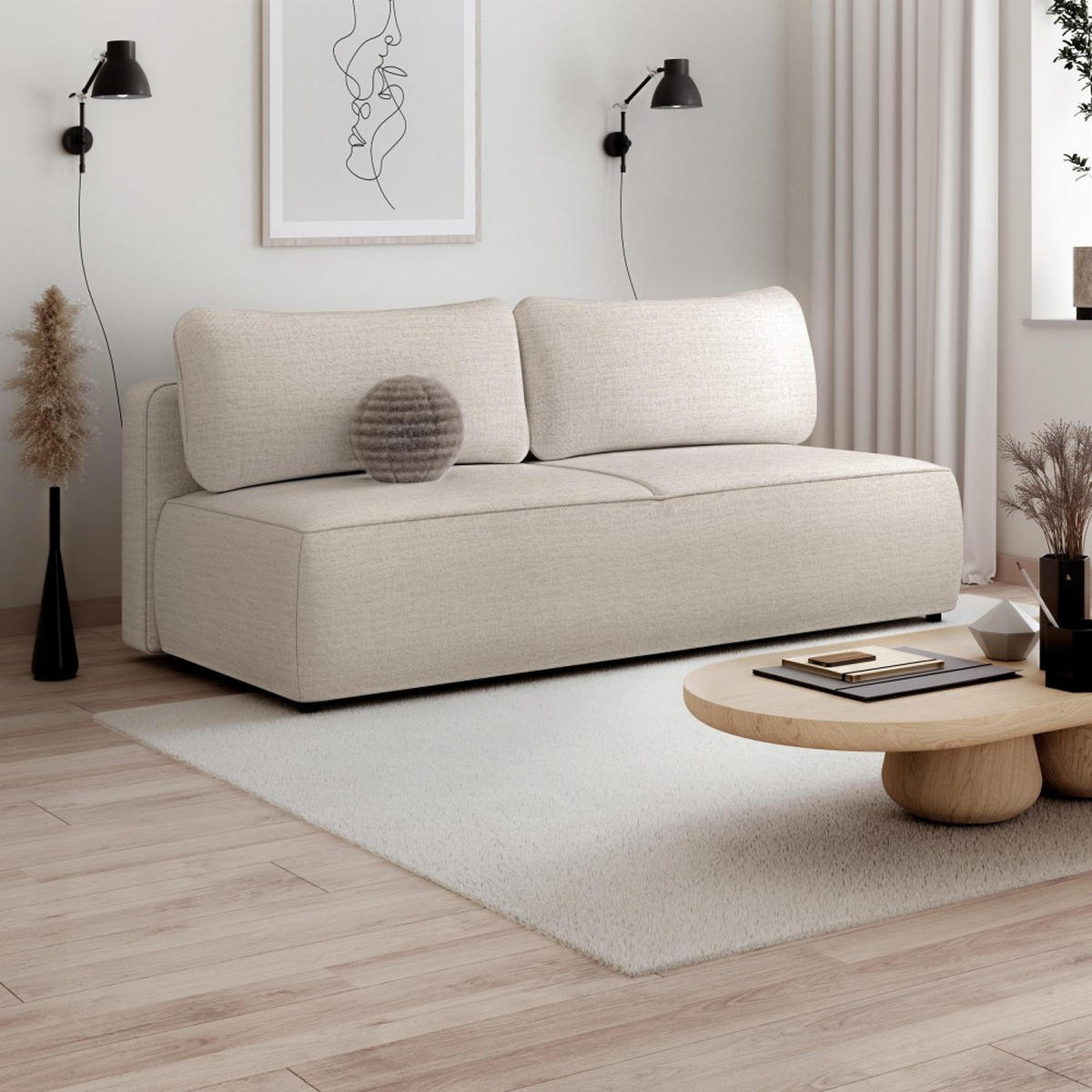 SCHLAFSOFA Darling 2-Sitzer, mit Bettkasten, Cappuccino - Cappuccino, Textil (210/92/100cm) - Beautysofa