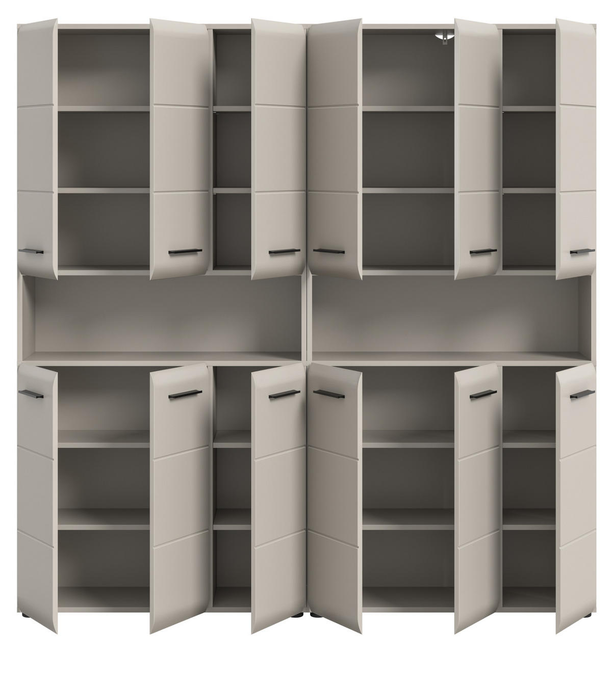 HOCHSCHRANK Kaschmir 180 x 185 cm, Badezimmer Schrank XXXL mit 26 Fächern - Kaschmir/Schwarz, Holzwerkstoff/Kunststoff (180/185/30cm) - Inn.Furn