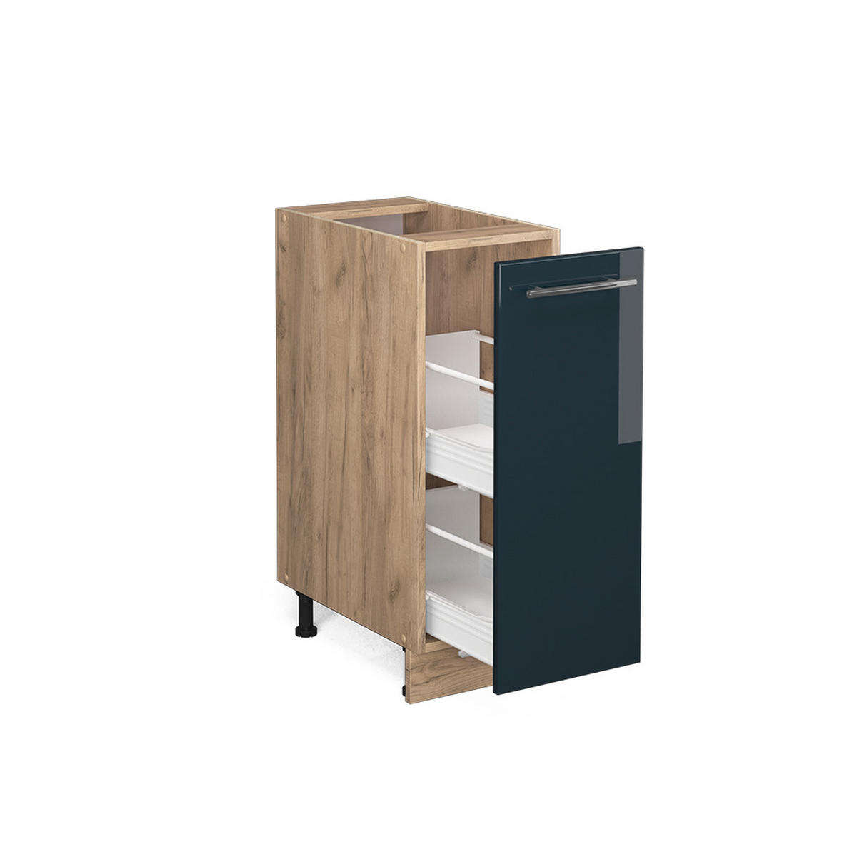 APOTHEKERUNTERSCHRANK Fame-Line Dunkelblau Hochglanz 30 cm, AP Anthrazit - Eiche Wotan/Dunkelblau, Holzwerkstoff (30/82/60cm) - Vicco