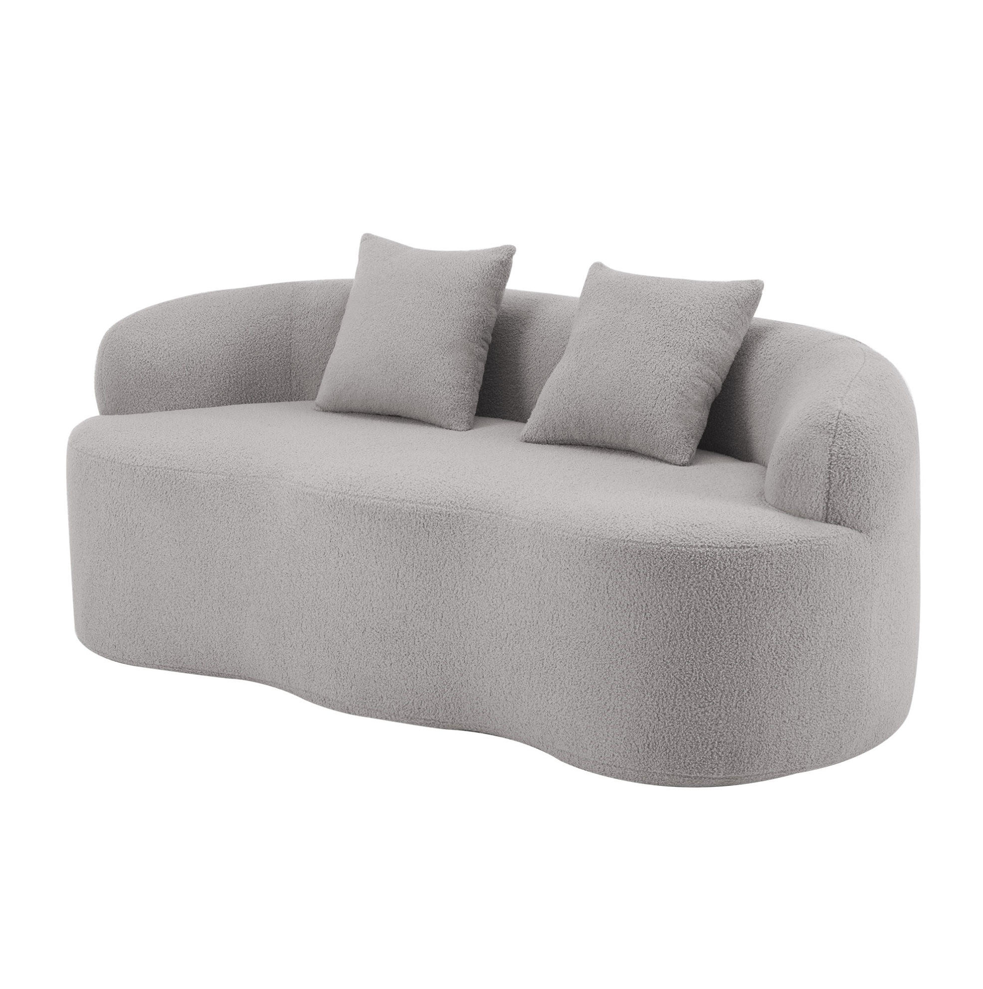 2-SITZER-SOFA in Hellgrau mit Wellenform und Federkern - Hellgrau, Kunststoff (89/70/170cm) - Flora Grace
