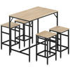 BARTISCH-SET Stehtisch mit 4 Barhockern 5-teiliges Tischset Stahl Eiche - Eichefarben, Kunststoff (60/88/100cm) - HOMCOM