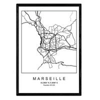 POSTER Marseille Nordic-Stil A3 Schwarzer Rahmen - Schwarz, Papier (29.7/5/42cm) - Nacnic