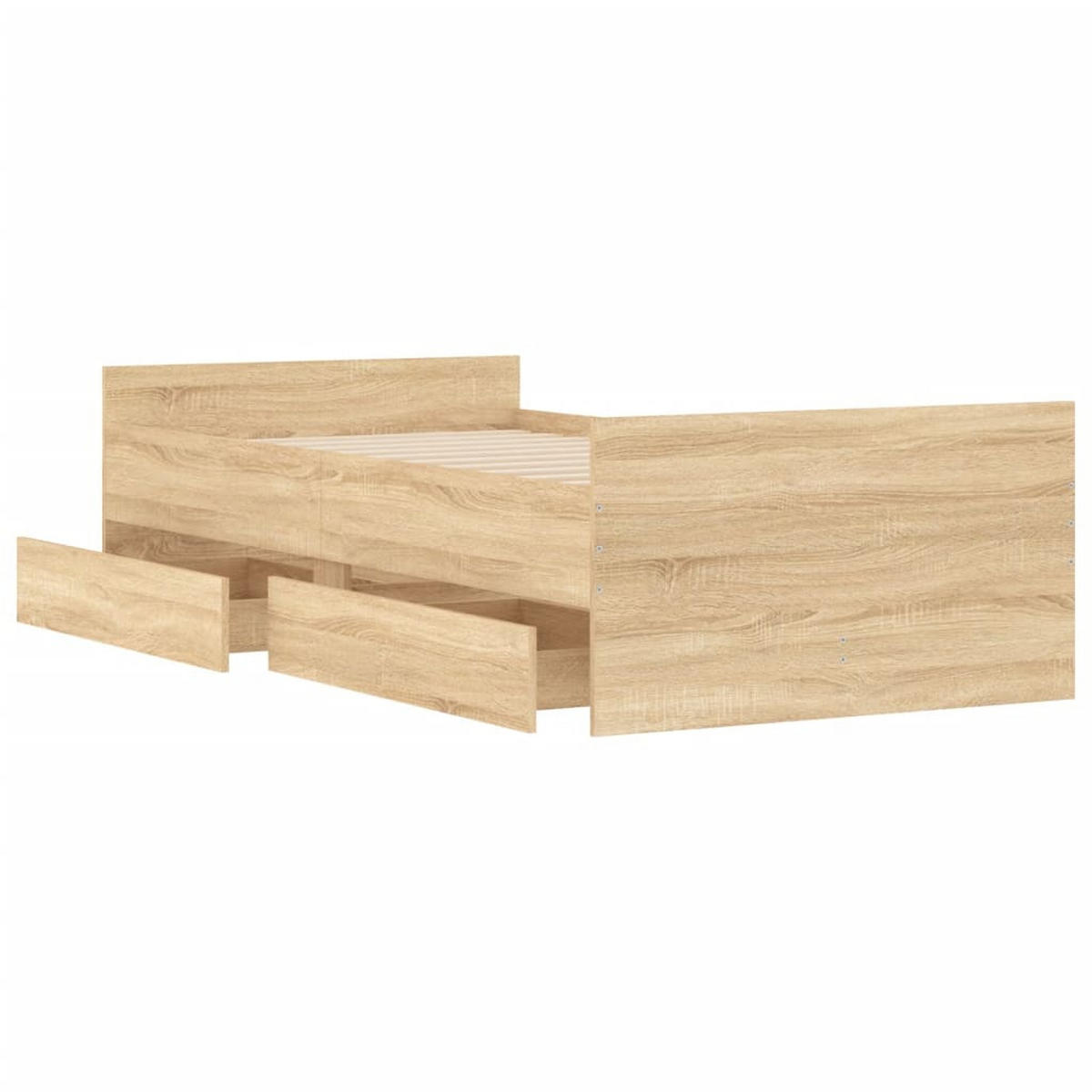 BETTGESTELL Mit Schubladen Sonoma-Eiche 100/200 Cm - Braun, Holzwerkstoff (100/200cm) - vidaXL
