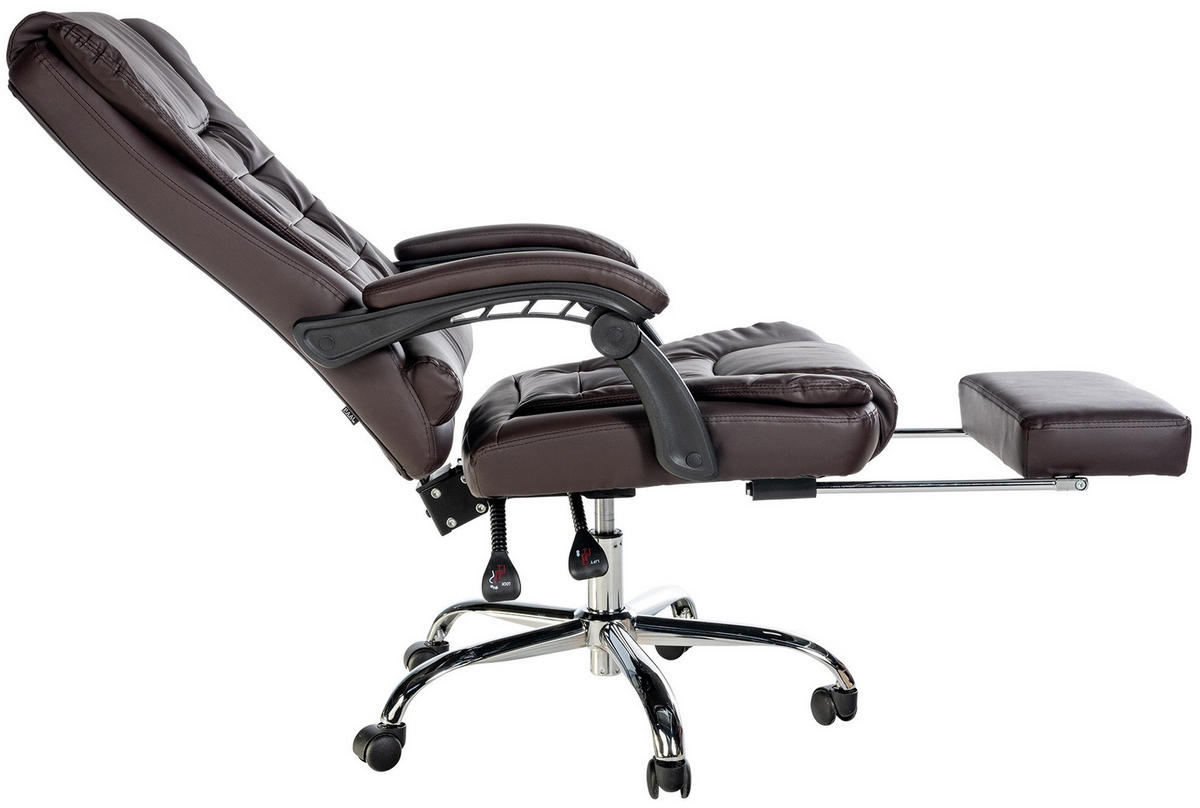CHEFSESSEL Lederlook Braun - Chromfarben/Braun, Textil/Metall (67/115/68cm) - CLP