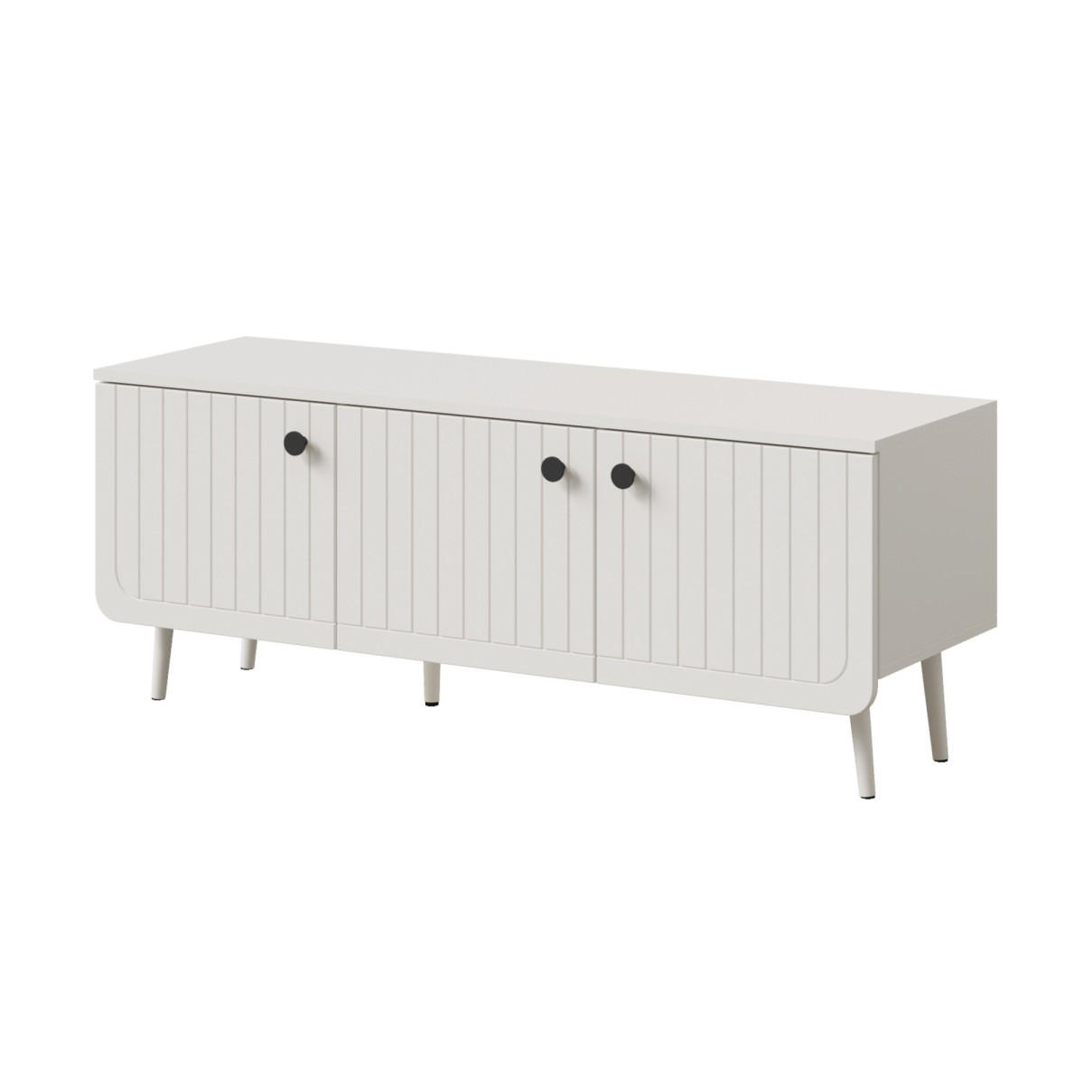 TV-LOWBOARD Chloe 3D 125 Weiß (schwarzer oder goldener Griff) - Schwarz/Weiß, Holzwerkstoff/Kunststoff (127/50/40cm) - mzm24