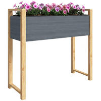 HOCHBEET DE-12316 mit Beinen, 98/37/90 cm, 4 Drainagelöcher Grau - Grau, Holz (98/90/37cm) - ComfortXL