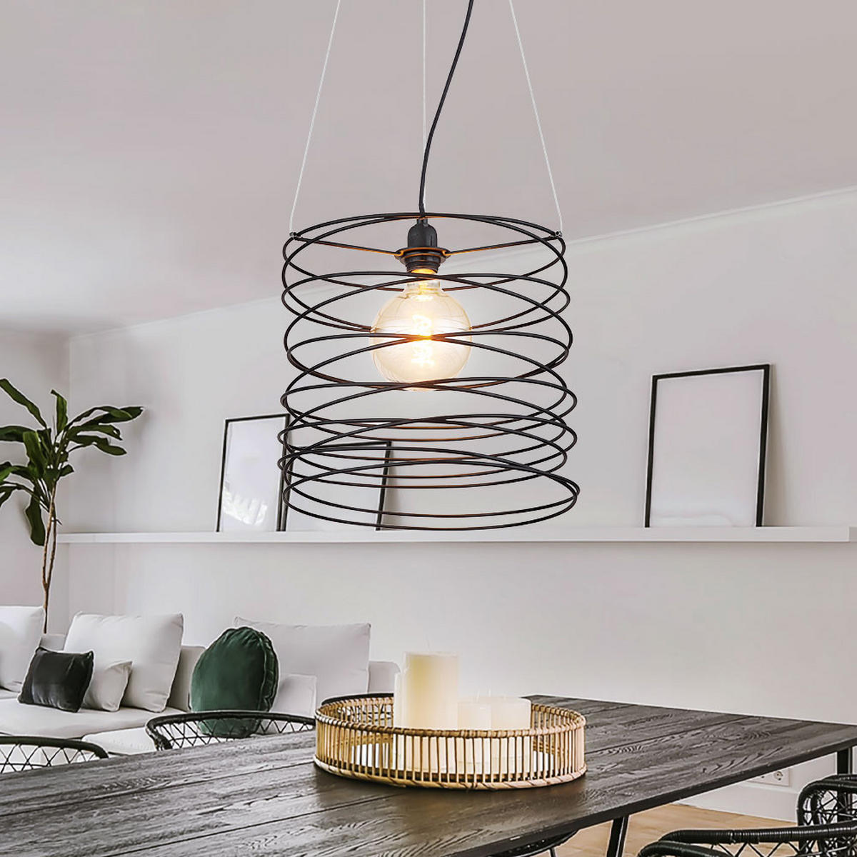 LED HÄNGELEUCHTE Metall Schwarz matt - Schwarz, Metall (35/35/128cm) - Globo Lighting