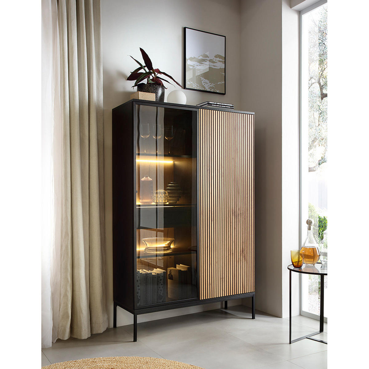 WOHNZIMMER-SET 3-TLG. Sibari-160 - Schwarz, Holzwerkstoff (362/166/39cm) - Lomado