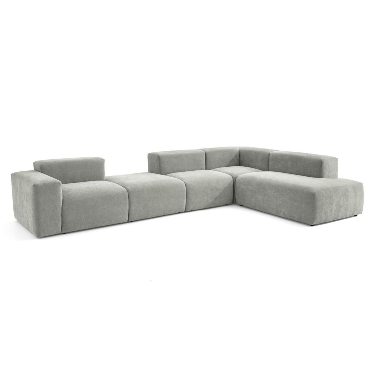 5-SITZER modulares Ecksofa HEAVEN SET 5 Rechts, Breite 380 cm Webstoff Grau - Schwarz/Grau, Holz/Kunststoff (245/380cm) - Muffo
