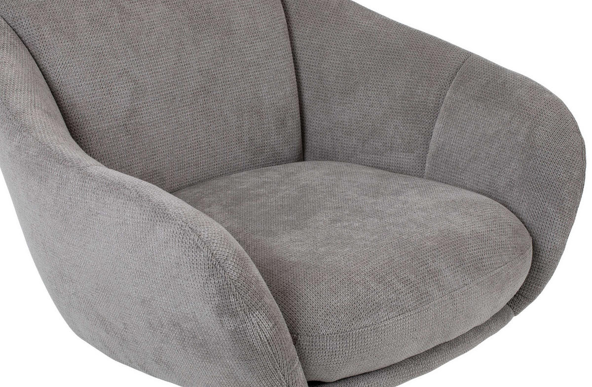 OHRENSESSEL Marconia light grey drehbar - Hellgrau/Schwarz, Textil/Metall (75/109/80cm) - Mr. Deko