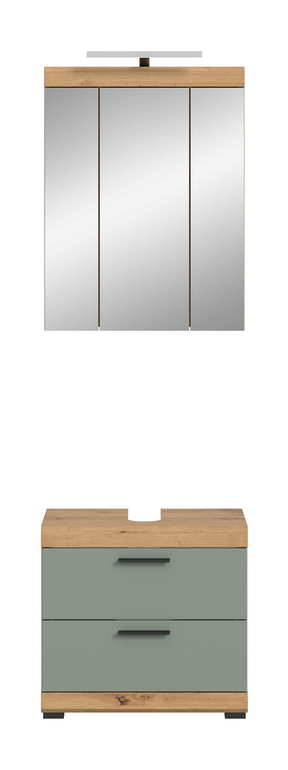 BADKOMBINATION 2tlg. Scout Bad in Artisan Eiche Nachbildung und Salbei Nachbildung B/H/T: 60x191x34 cm - Eiche Artisan, Holz (60/191/37cm)