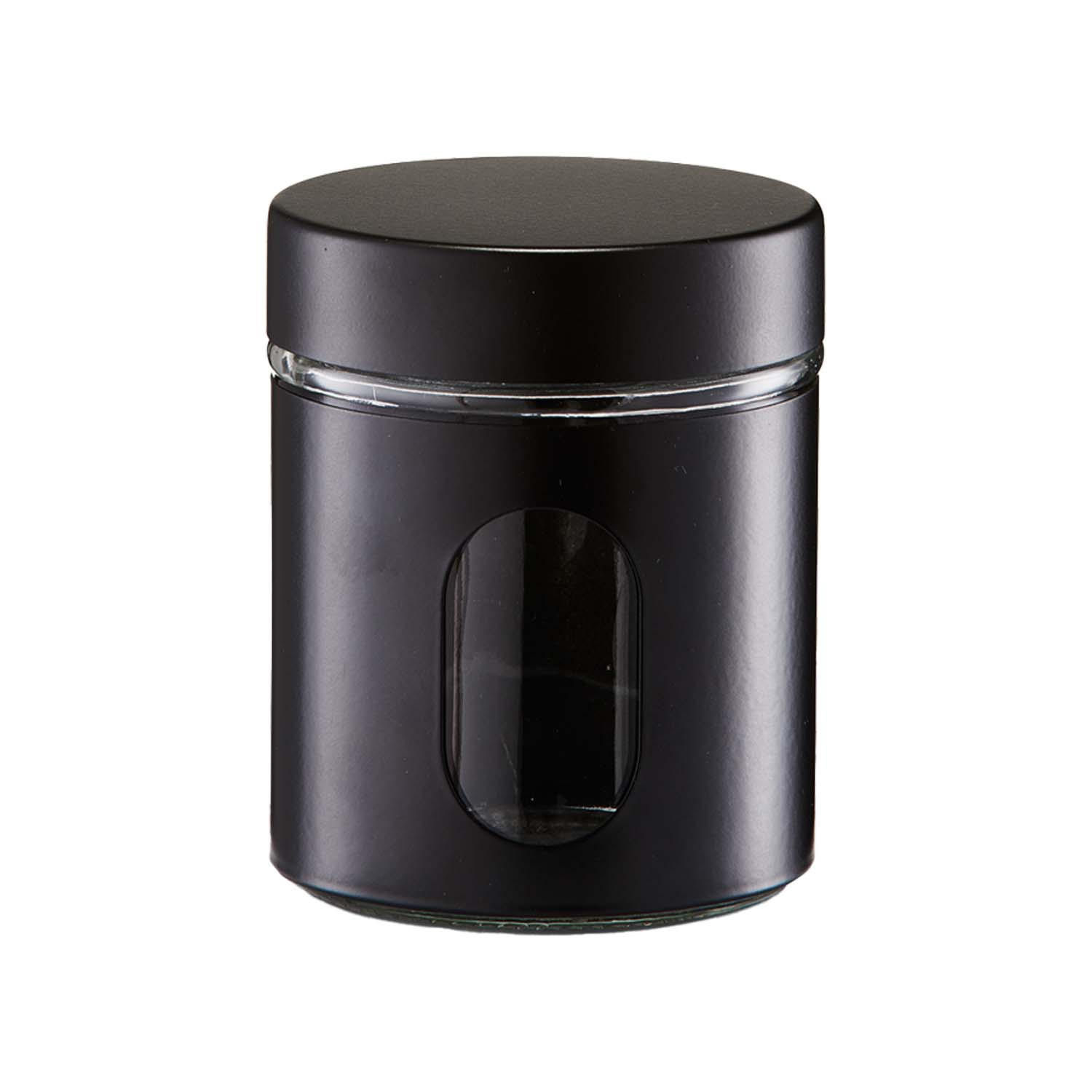 VORRATSGLAS 6 Stück mit Metalldeckel, schwarz - Ø 10,2 x 12,5cm - Schwarz, Glas (10.2/12.5/10.2cm) - Zeller Present