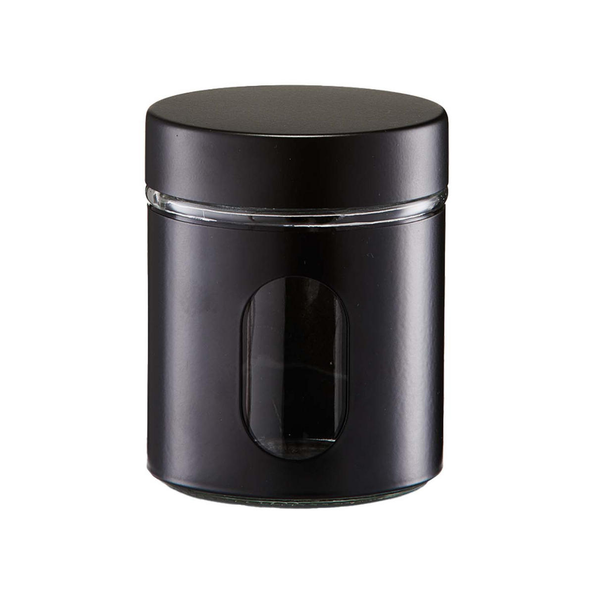 VORRATSGLAS 6 Stück mit Metalldeckel, schwarz - Ø 10,2 x 12,5cm - Schwarz, Glas (10.2/12.5/10.2cm) - Zeller Present