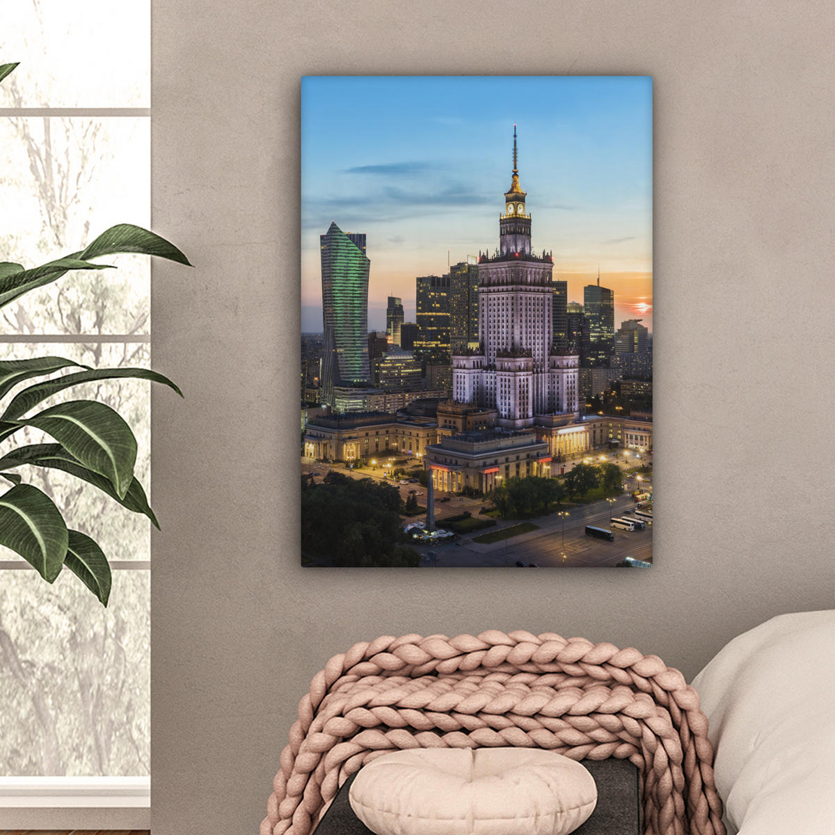LEINWANDBILD Polen - Sonne - Warschau 60x80 cm - Blau, Textil (60/80cm) - MuchoWow