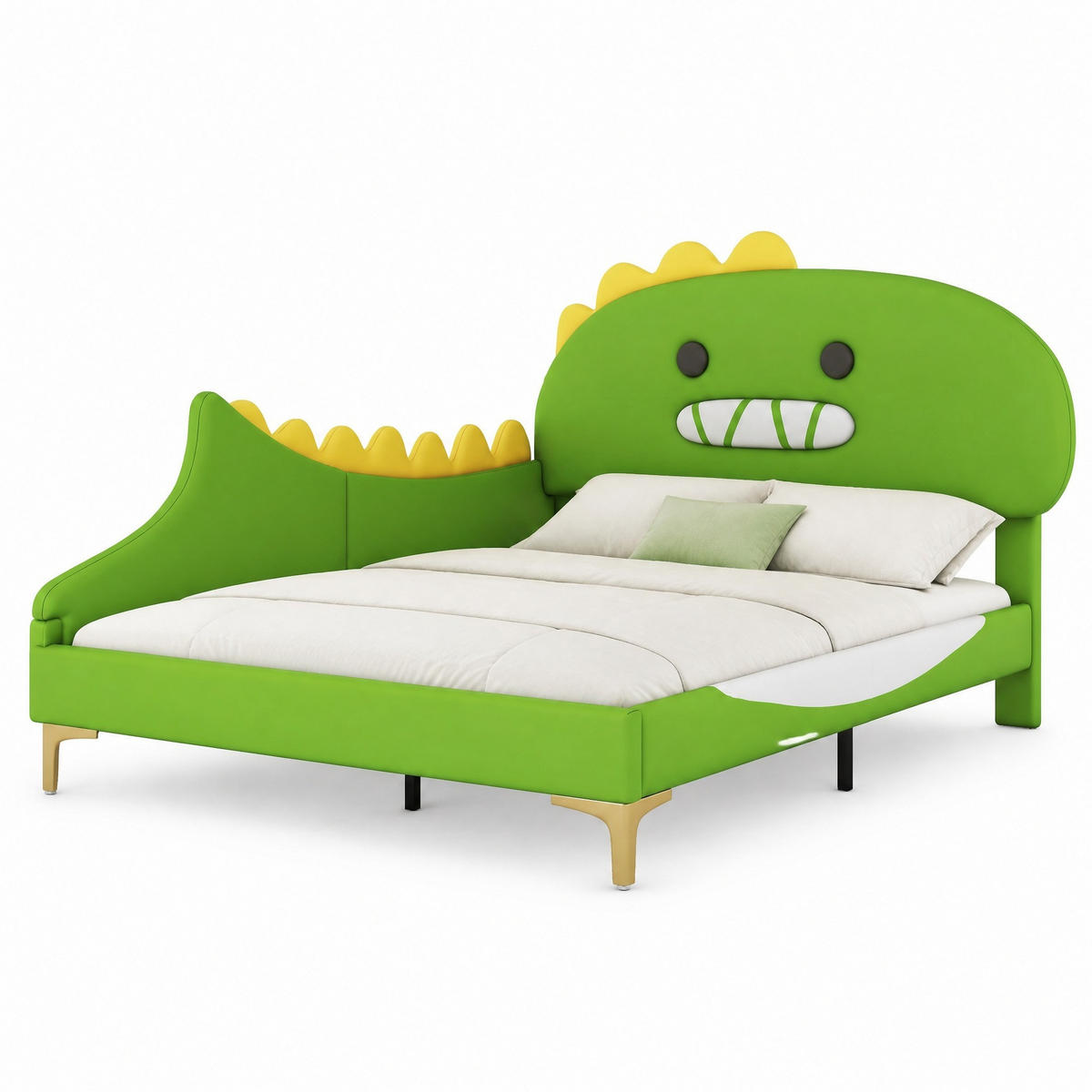 KINDERBETT 140/200 cm in Grün im Dinosaurier-Design - Grün, Leder/Holzwerkstoff (140/200cm) - CHICFURN