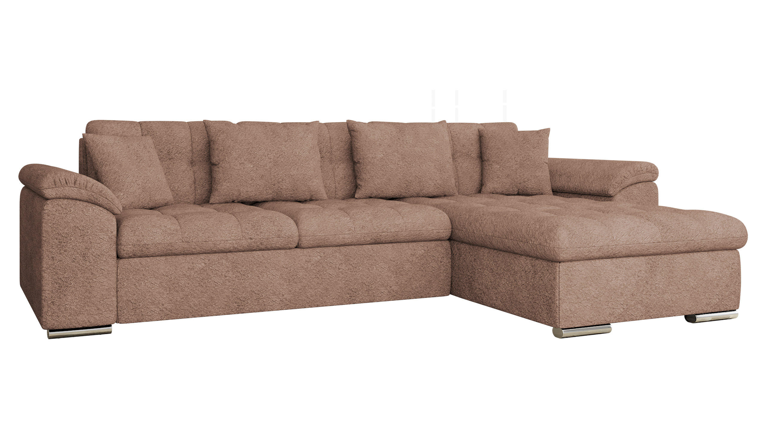 ECKSOFA Diana Cord, Seite: Rechts - Hellbraun, Holz/Textil (280/160cm) - MIRJAN24