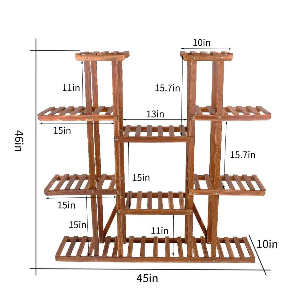 PFLANZENREGAL mit 6 Ebenen, Braun - Braun, Holz (114.3/116.8/25.4cm) - Kaket