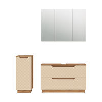 BADMÖBEL-SET Lotta Eiche/Kaschmir mit Kachelstruktur 3 Teile - Kaschmir/Eichefarben, Holzwerkstoff (99.4/62.5/32cm) - Vicco