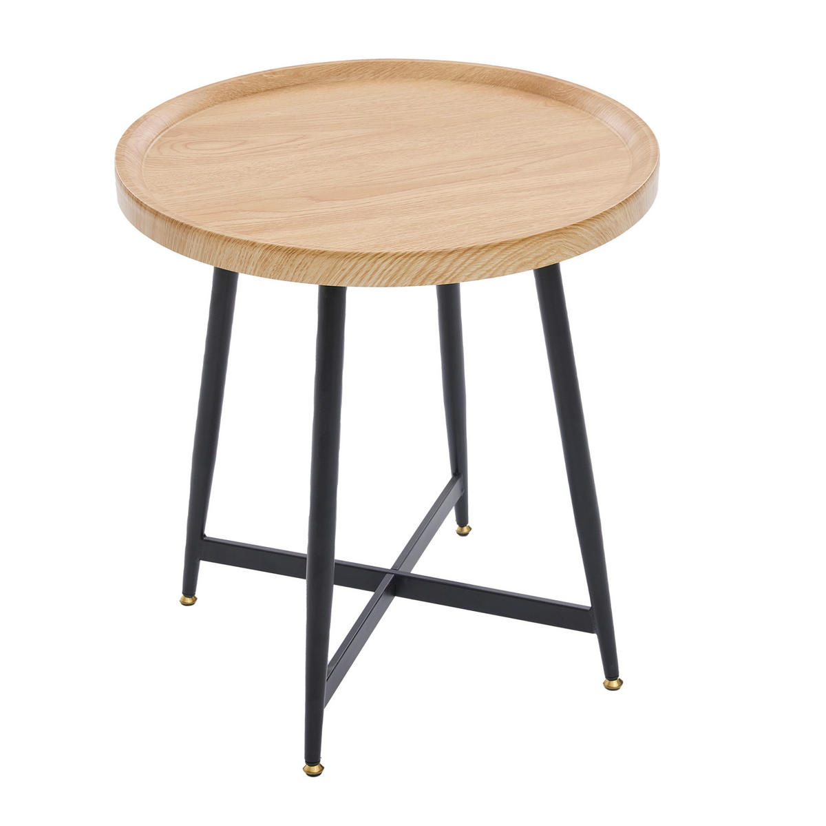 ODKLÁDACÍ stolek 55/55/60 cm přírodní dřevo z MDF s kovovou podnoží - přírodní, kompozitní dřevo (55/55/60cm) - OKWISH