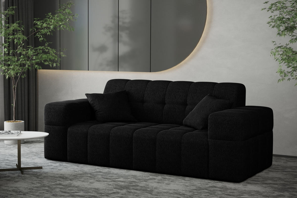SOFA 2-sitzer Couch serie NIMES Stoff Verita Anthrazit - Schwarz, Holz (183/82/92cm) - Kaiser Möbel