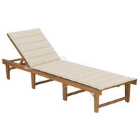 KLAPPBARE Sonnenliege mit Auflage Akazie Massivholz - Beige, Holz (61/86/200cm) - furnicato