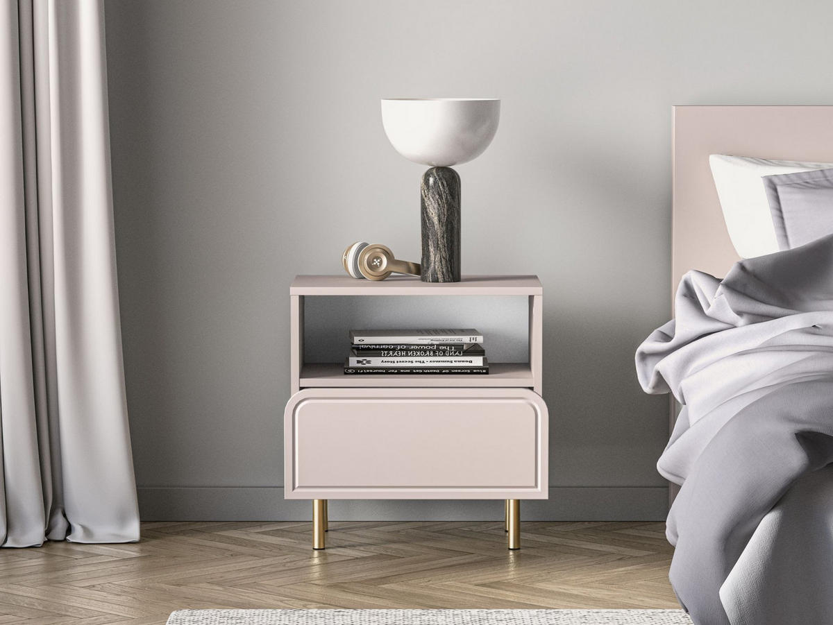 NACHTTISCH Loppa Kaschmirbeige 50 cm - Taupe/Beige, Holzwerkstoff (50/53/32.2cm) - Selsey