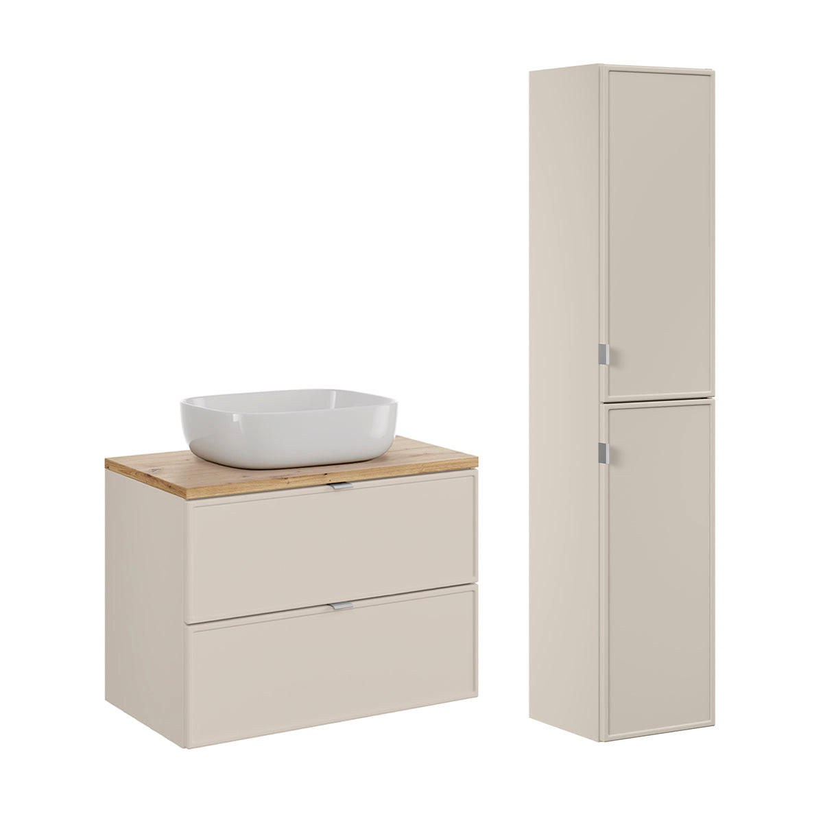 KOUPELNOVÝ NÁBYTEK 80.6cm Alba 2er-Set Kašmír - béžová, kompozitní dřevo (80.6/59/46cm) - Petits-meubles