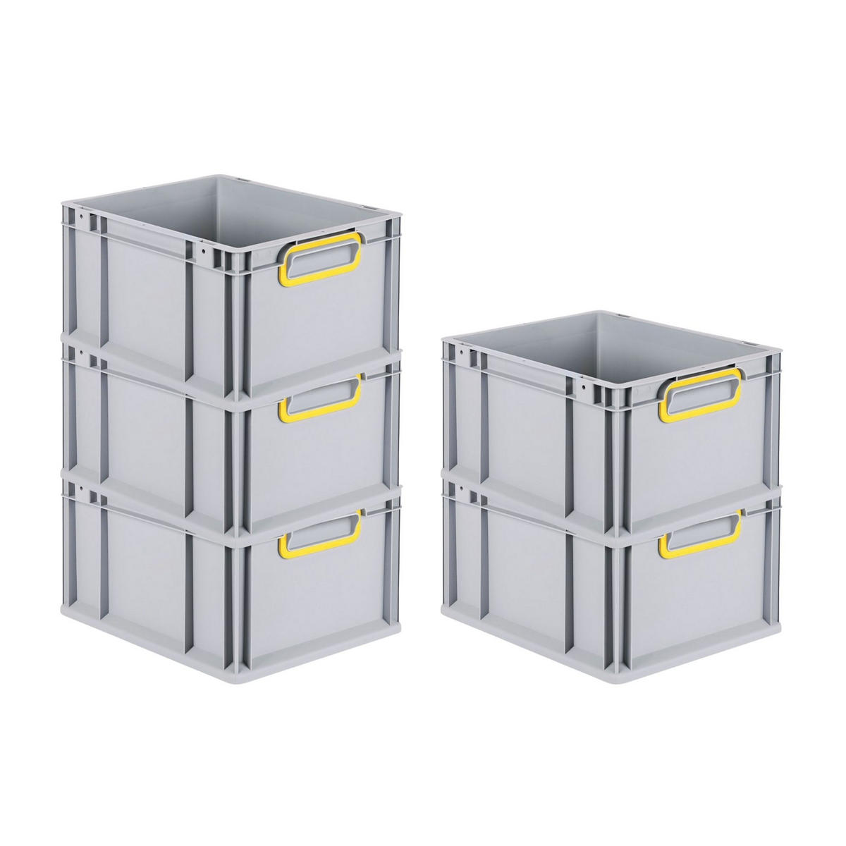 EUROBOX 5x Nextgen Color 22x30x40cm 20 Liter Griffe Gelb Geschlossen - Gelb, Kunststoff (30/22/40cm) - PROREGAL
