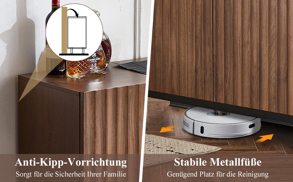 ANRICHTE Dunkelbraun 150/40/80 cm - Naturfarben, Holz (150/80/40cm) - PANGIVO