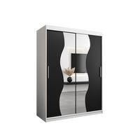 SCHWEBETÜRENSCHRANK 200/150/62 2-türig - Silberfarben/Schwarz, Holz/Kunststoff (150/200/62cm) - Abiks Möbel