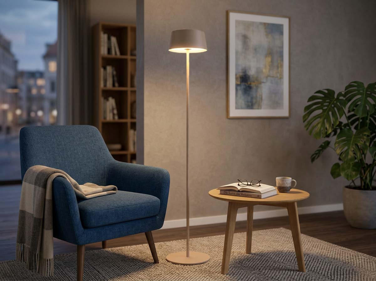 LED-STEHLEUCHTE 23cm Höhe bis zu 120cm Metall beige - Beige, Metall (23/23/120cm) - Northpoint
