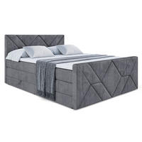 BOXSPRINGBETT BARWA-Z KING - 200x200 - H3/H4 - Dunkelgrau - Dunkelgrau, Holzwerkstoff (200/200cm) - ALTDECOR