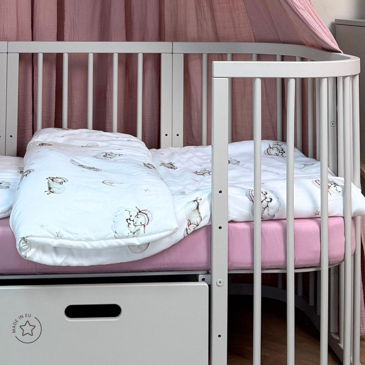 SALTEA din cocos pentru bebe 7in1 - alb, materiale naturale/material textil (73/123cm) - waldin
