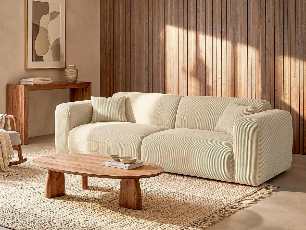 SCHLAFSOFA - 4 Personen - Samt, Stoff - Beige - - Beige, Textil (240/73/97cm) - Vente-Unique