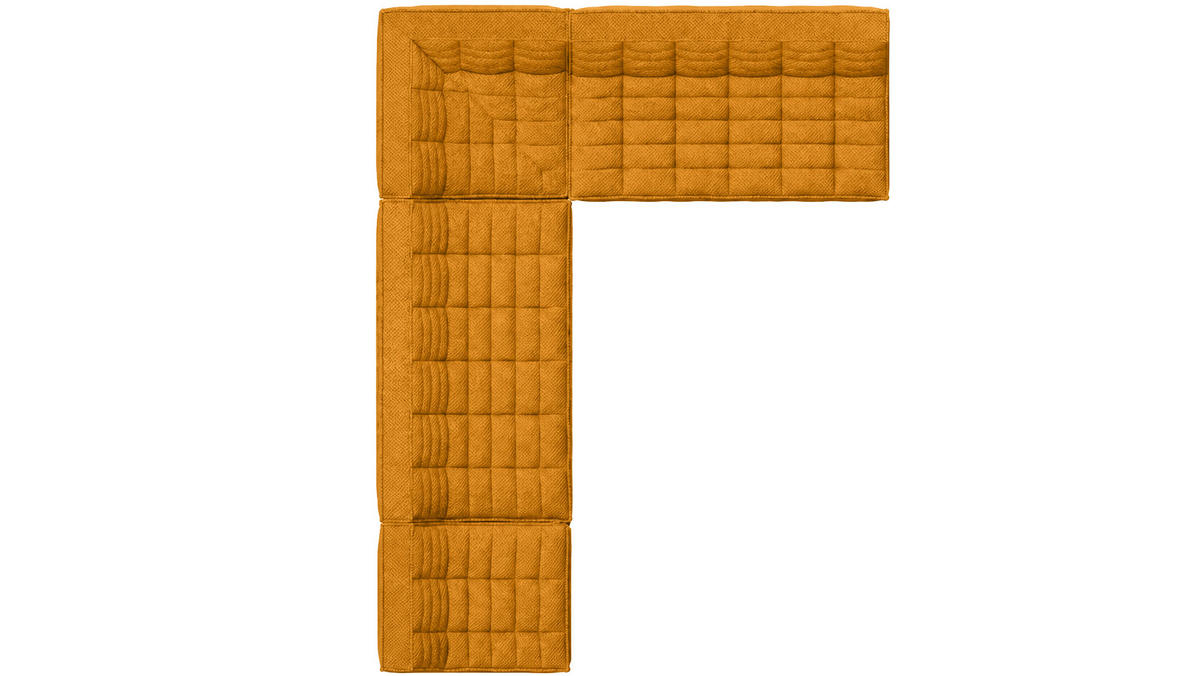 ROHOVÁ SEDAČKA modulární ve tvaru L, plyšová tkanina Pop, Hořčicová, Levá strana, LAZY L - žlutá, dřevo (333/253cm) - Kaiser Möbel