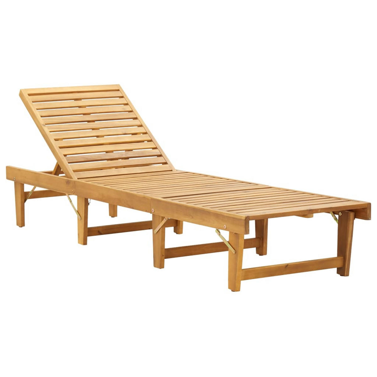 KLAPPBARE Sonnenliege mit Auflage Akazie Massivholz - Grau, Holz (61/86/200cm) - furnicato