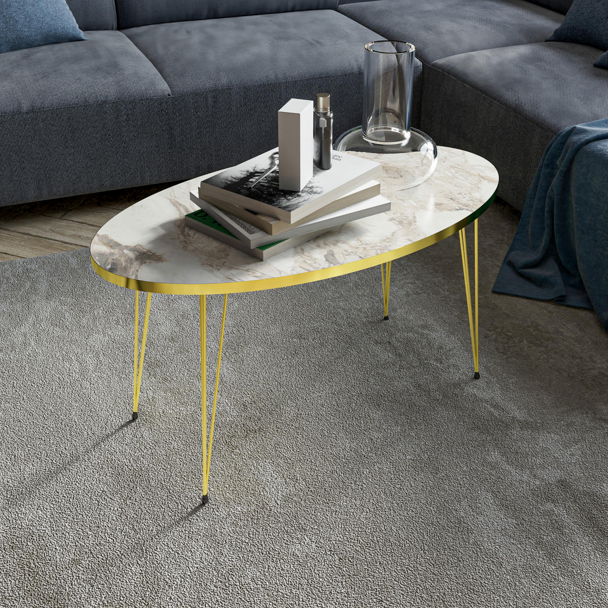 COUCHTISCH Skævinge 90/50/43 - Weiß, Metall (50/90/43cm) - [en.casa]