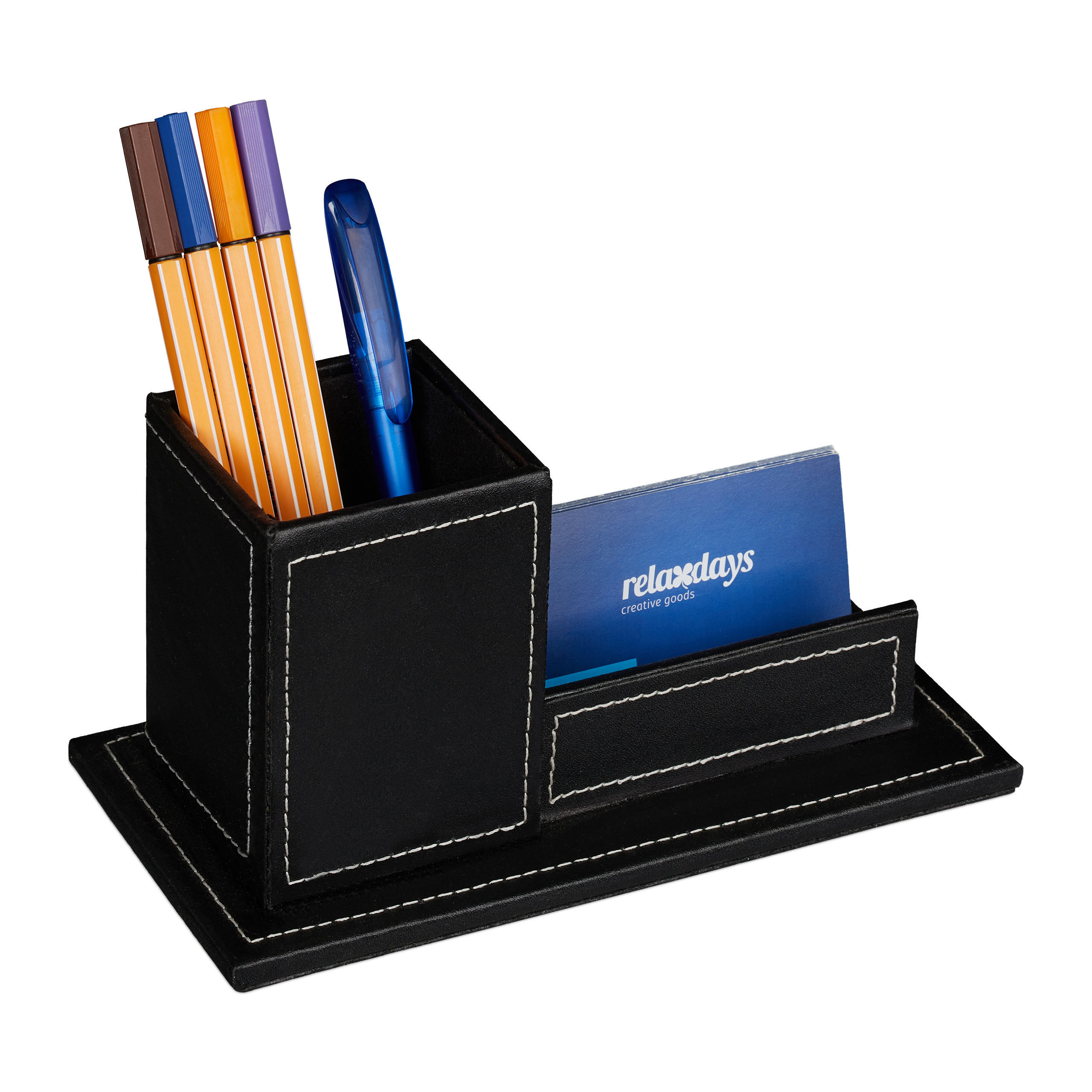 SCHREIBTISCH Organizer - Schwarz, Holzwerkstoff/Kunststoff (10/20/10.5cm) - Relaxdays