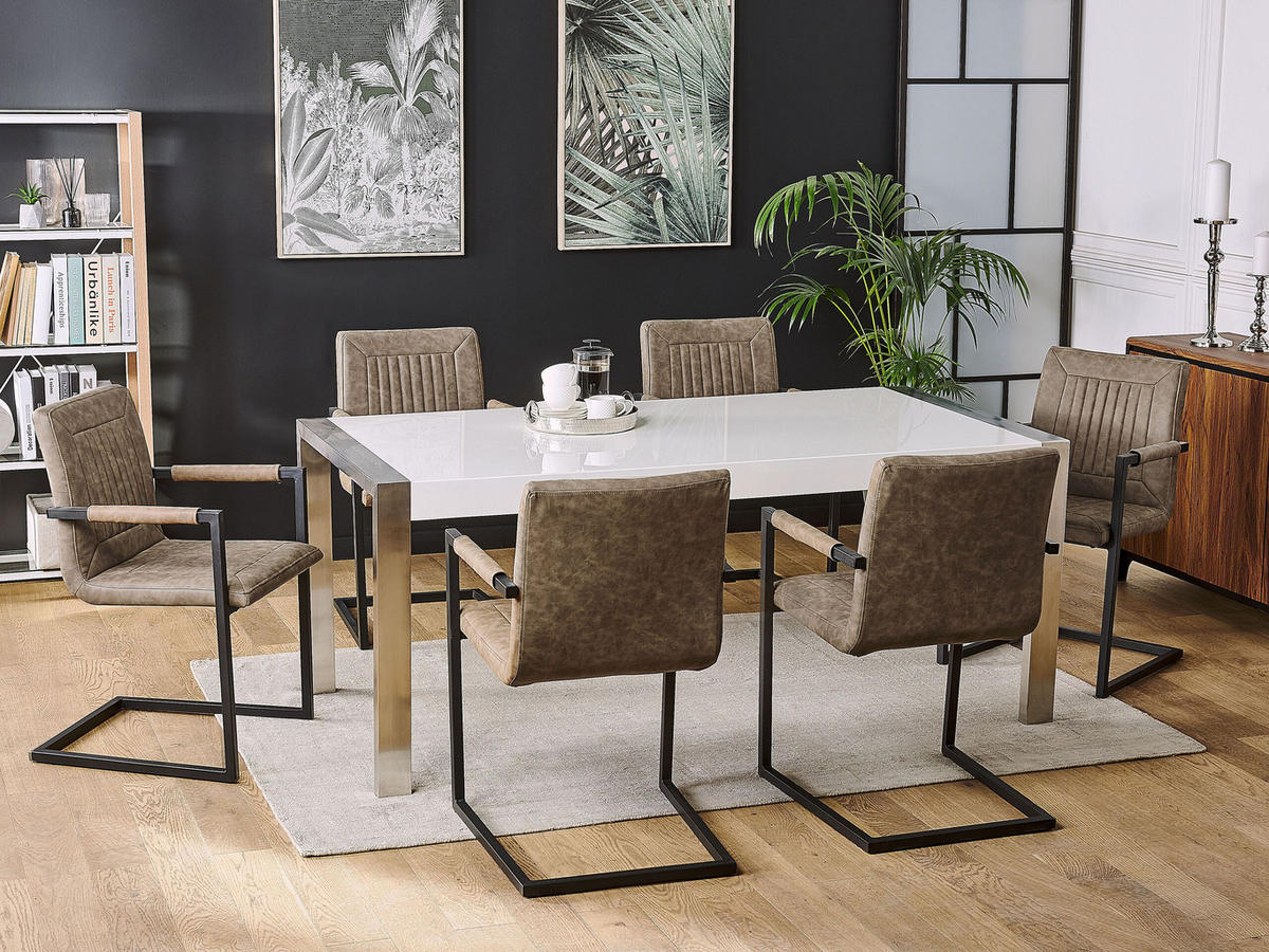 ESSZIMMERSTUHL 2er-Set Kunstleder Braun Brandol - Braun, Textil/Metall (52/87/54cm) - Beliani