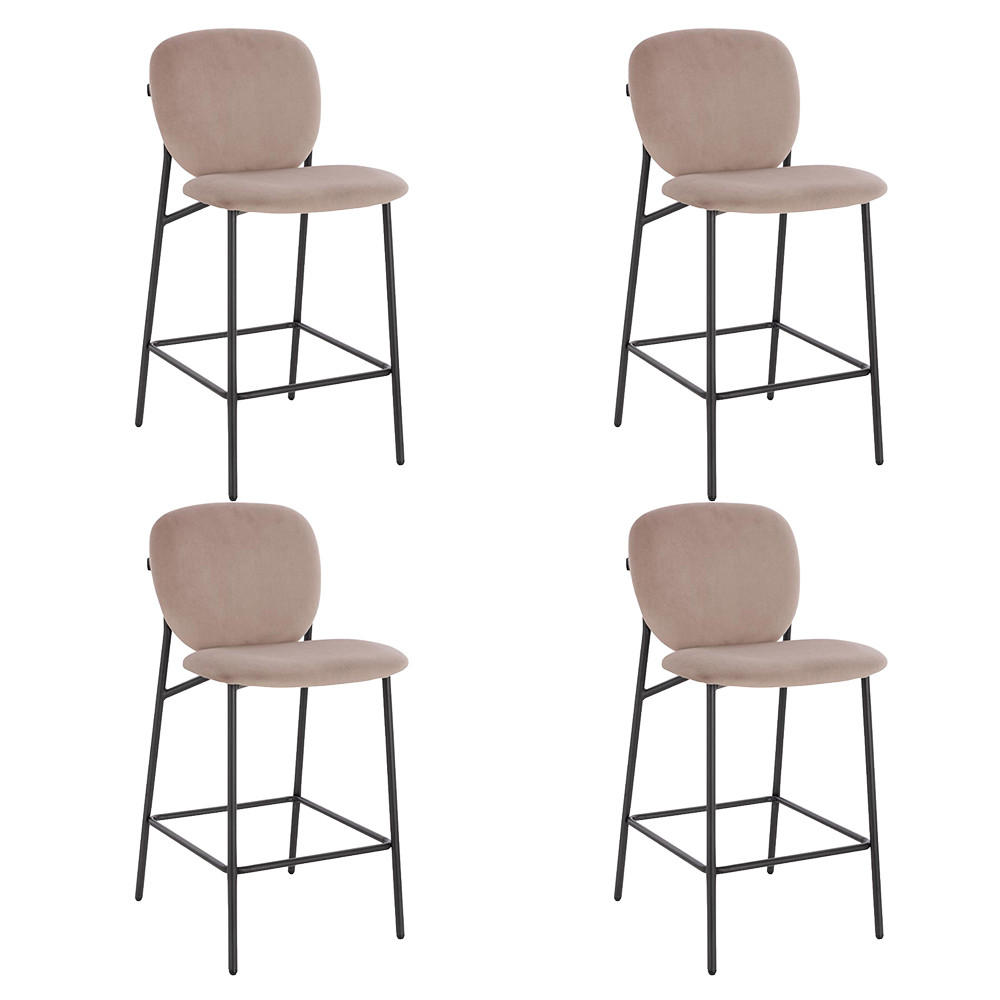 BARHOCKER CELDA - Menge: 4, Farbe: Samt Hellbraun - Hellbraun, Kunststoff (44/93/52cm) - Home Deluxe