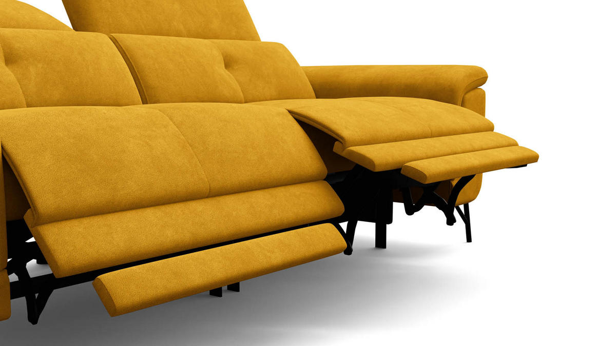 SOFA RELAX AVENA 3-Sitzer, gelber Veloursstoff - Gelb/Schwarz, Holz/Textil (204/80/108cm) - Wozimo