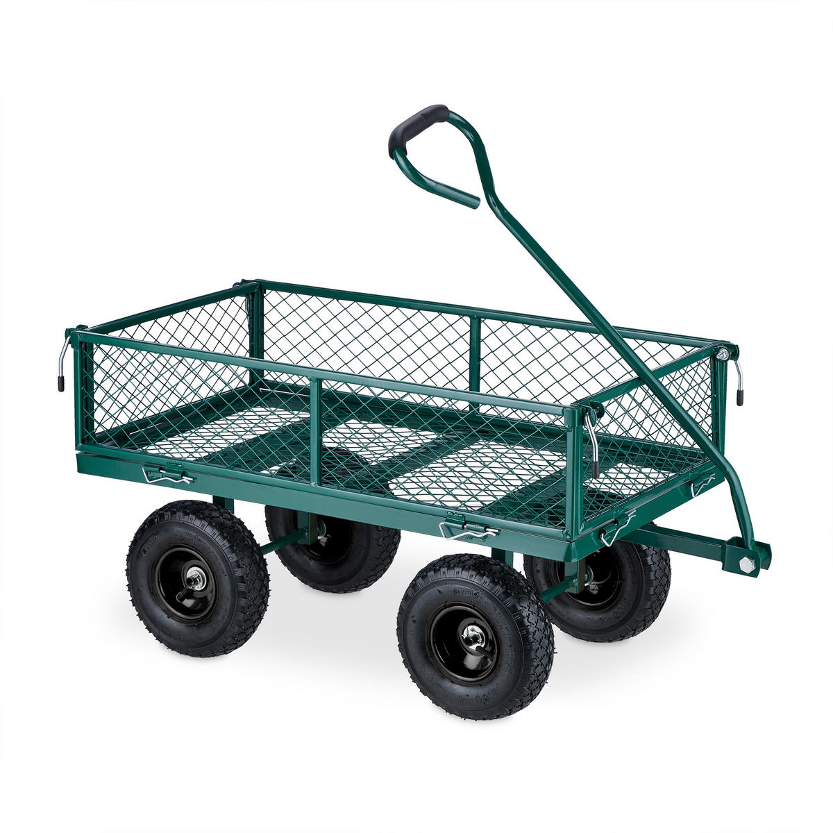 HANDWAGEN - Dunkelgrün, Kunststoff/Metall (50/50/110cm) - Relaxdays