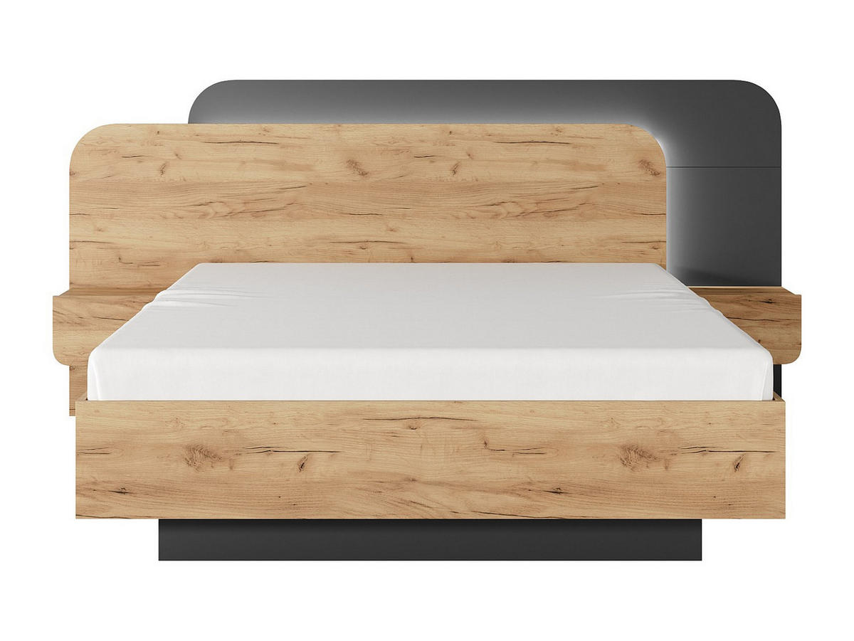BETT mit Bettkasten - 2 Personen - holz - anthrazitgrau, naturfarben hell Desado - Anthrazit/Naturfarben, Holz (160/200cm) - Vente-Unique