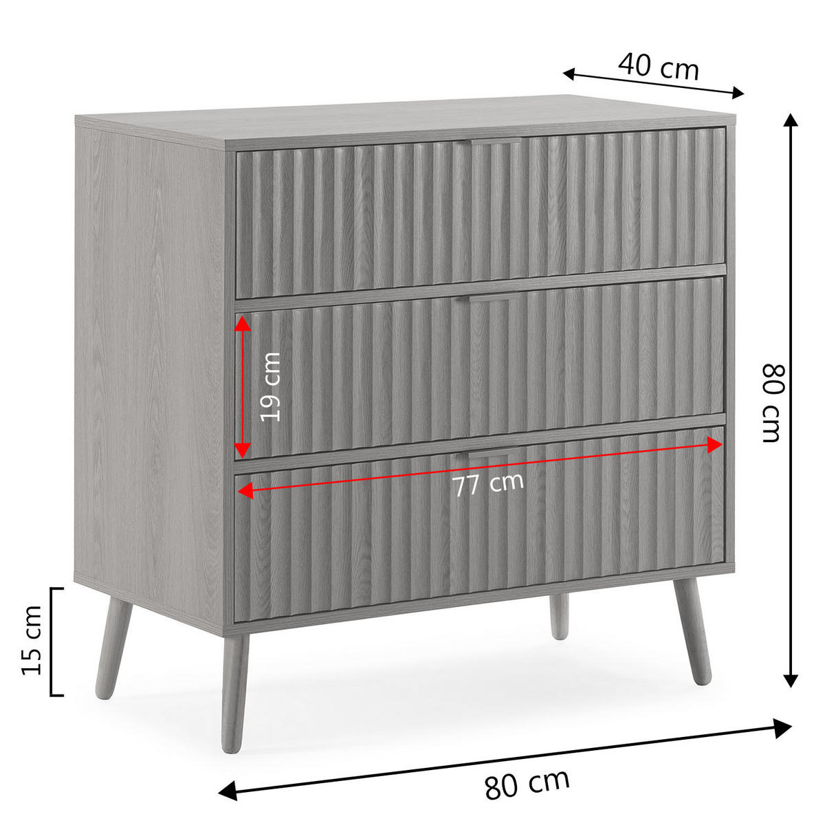 KOMMODE 80/80/40 Lluvia Eiche - Honigeiche, Holzwerkstoff (80/80/40cm)
