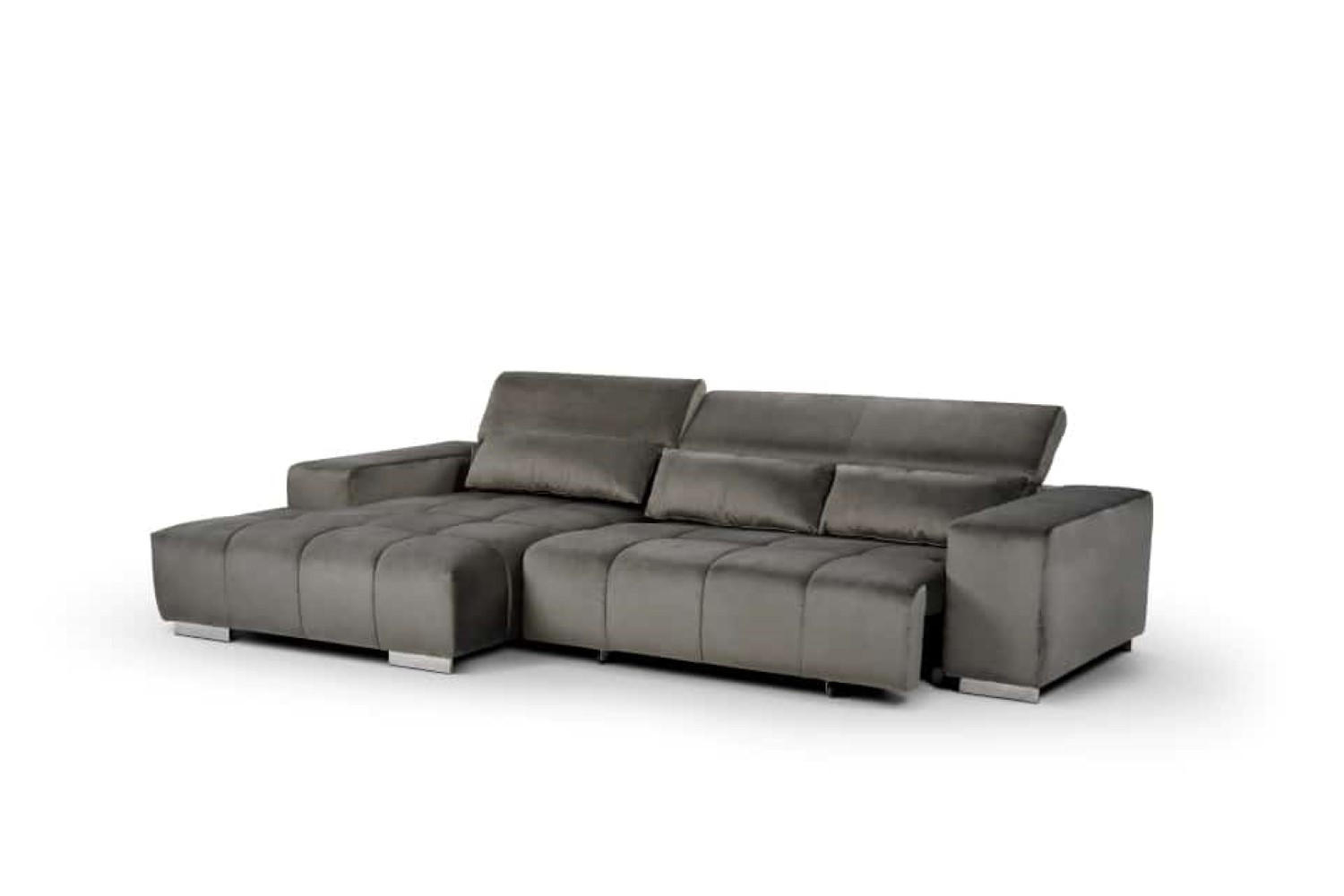 ECKSOFA mit elektrischem Sitzvorschub und verstellbaren Kopflehnen - Chromfarben/Anthrazit, Textil (307/186cm) - Cotta