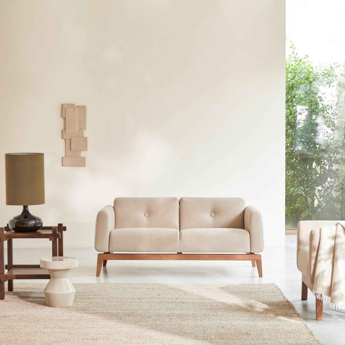 SOFA Bjorn Beige aus Stoff - Beige, Textil (155/70/82cm) - Tikamoon