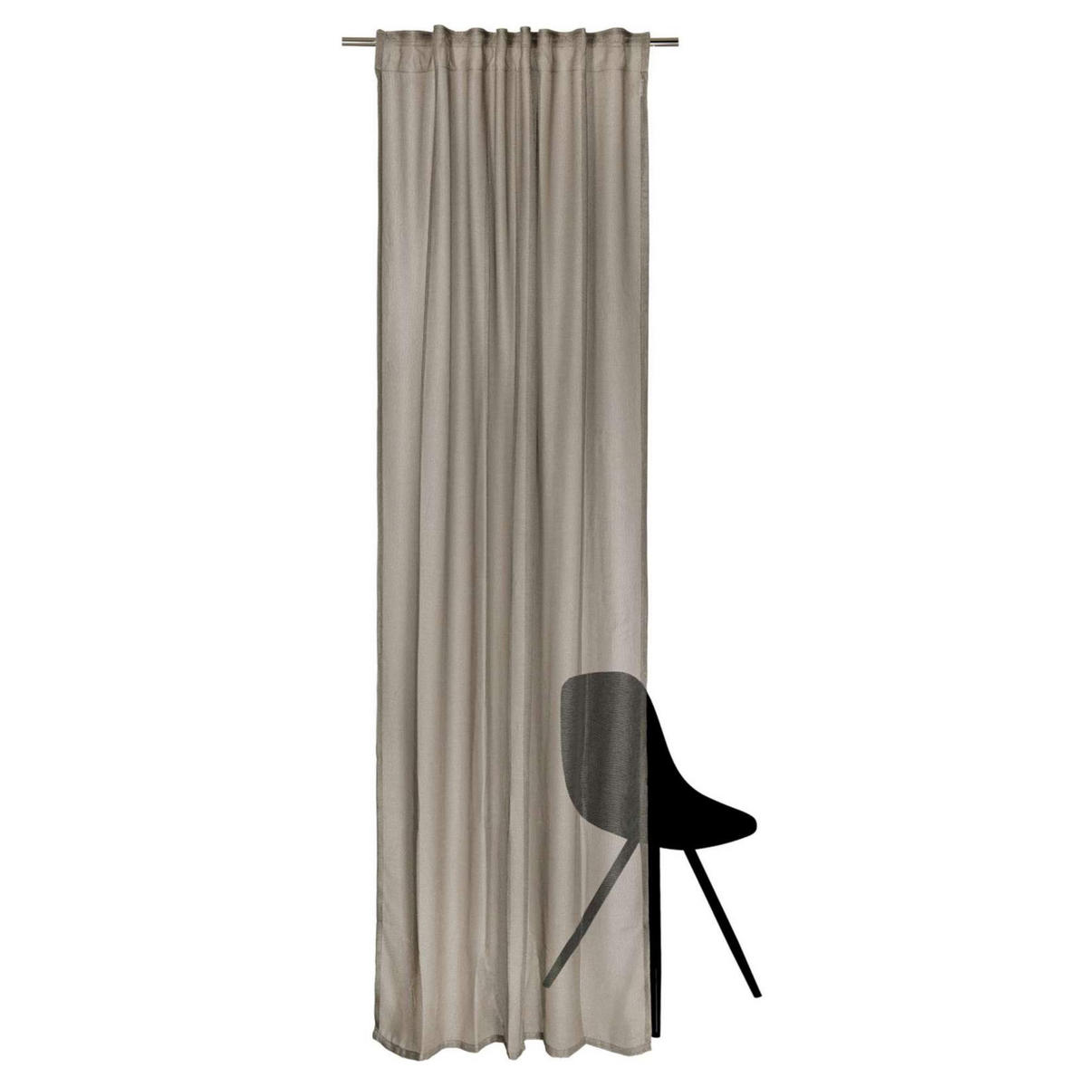TRANSPARENTER SCHLAUFENVORHANG BEVERLY - Grau, Textil (130/1/250cm) - Esprit