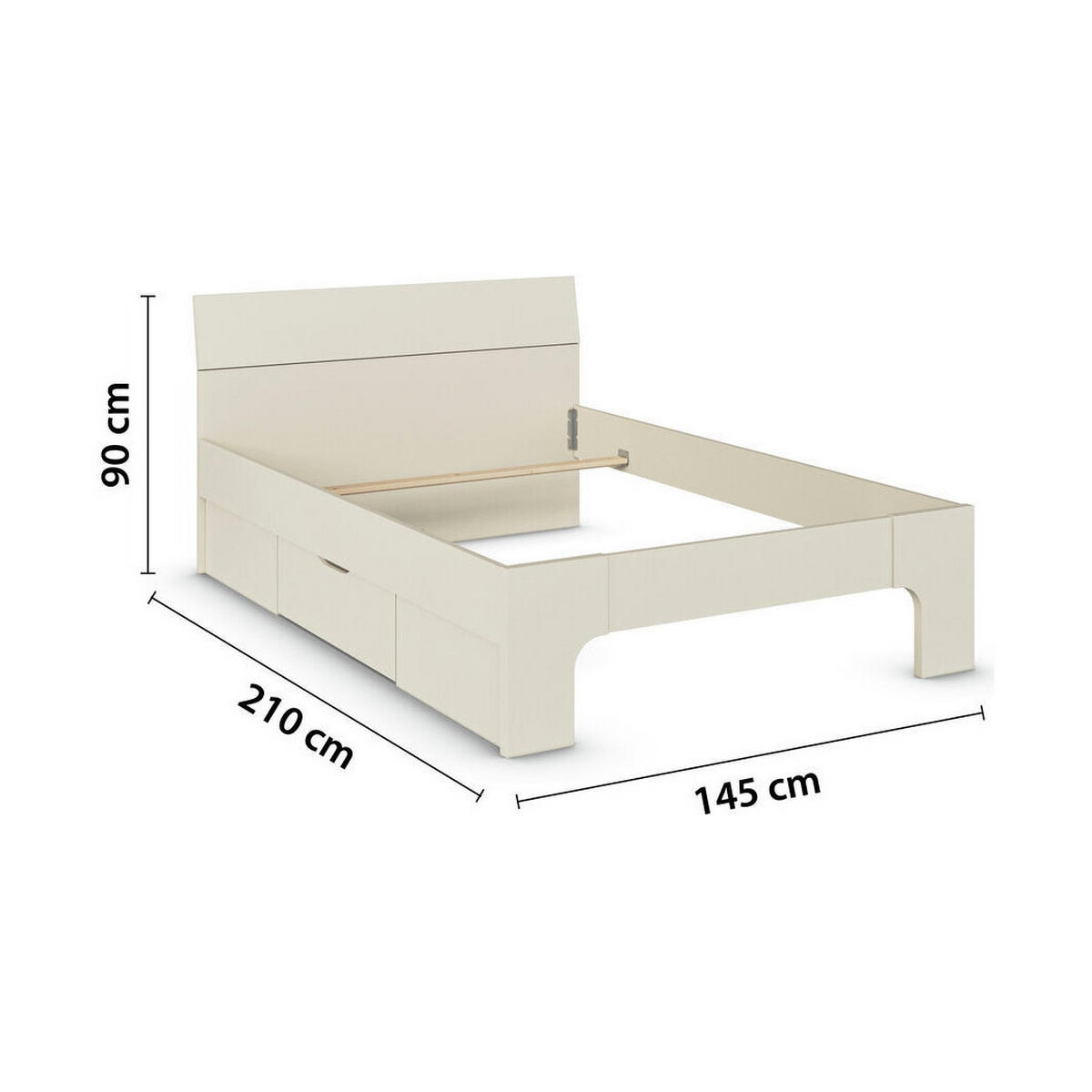 JUGENDZIMMER Frieda in Beige 5-teilig mit 3 türigem Kleiderschrank mit Schubkästen, 140er Jugendbett, Nachttisch, Schreibtisch mit Container - Beige, Holzwerkstoff (80/200/120cm)